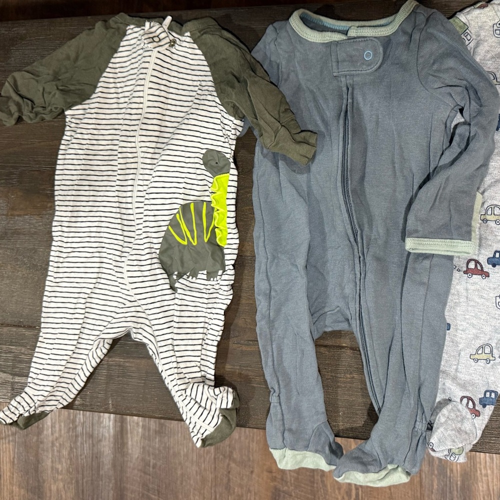 Striped Green and Gray Kids One Piece